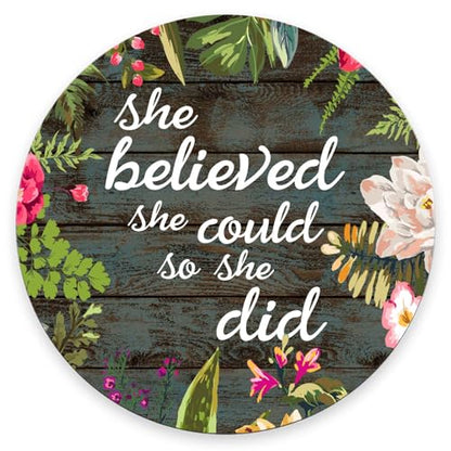 Mouse Pad, She Believed She Could So She Did Inspirational Quotes Mouse Pad, Premium-Textured Mouse Mat Round Non-Slip Rubber Base Computer Mousepads for Office Laptop Desk 7.9×7.9×0.12 inches - color: She Believed She Could So She Did