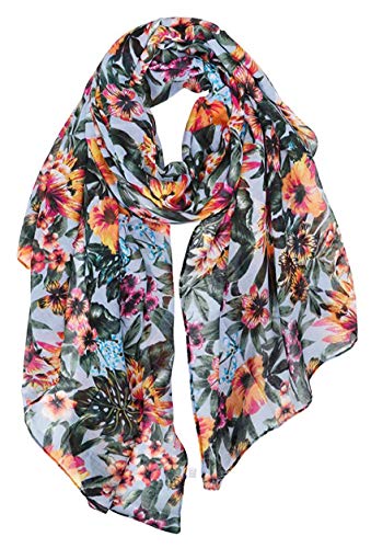 GERINLY Lightweight Scarves Fashion Print Cotton Feel Scarf for Women Shawl - color: Bluegreen