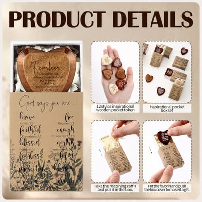 Yalikop 24 Sets Christian Gift Bulk Wooden Scripture Hearts, Multicolor - color: Multicolor