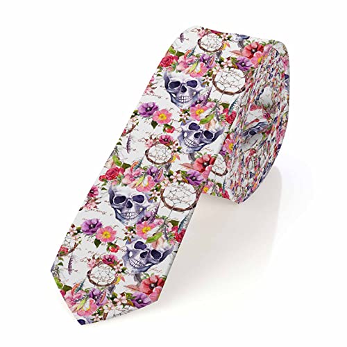 Men's Ties Novelty Tie Necktie for Men Teen Boys Multicolor Tie Party Holiday Thanksgiving Christmas - color: Human Skulls