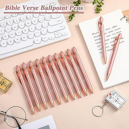 Chuangdi 48 Pcs Bible Verse Pens Bulk Black Ink Pens, Rose Gold - color: Rose Gold