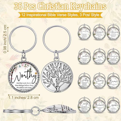 Equsion 36 Pcs Christian Keychain Bulk Mini Bible Keychains, Wildflower - color: Wildflower