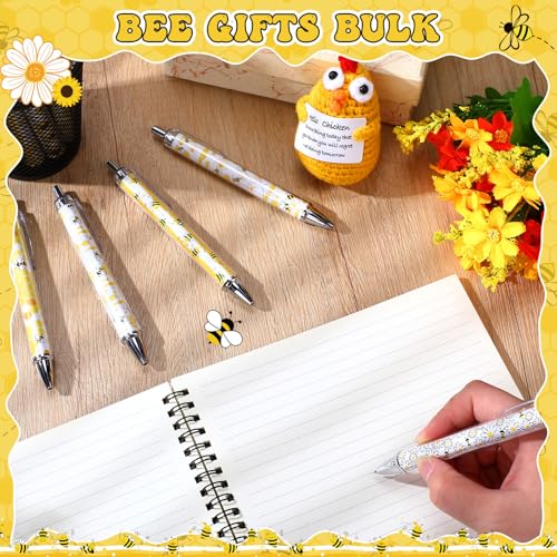 Sayglossy 36 Pcs Bee Pens Inspirational Gifts Ballpoint Pens Bulk Cute Appreciation Party Favors Thank You Gifts for Employee Students Teacher Coworker, Black Ink - style: Bee
