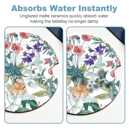 Ceramic Car Cup Holder Coasters Set of 2, 2.56 in Trumpet Flower - color: Colorful Trumpet Flowers