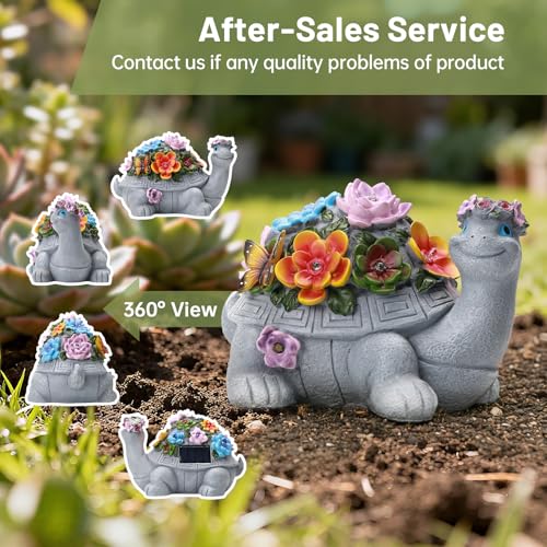 Large Solar Turtle Garden Statue,Outdoor Animal Statues for Garden,Yard,Lawn,Patio,Porch, Balcony, Unique Birthday Gifts for Mom, Women, and Grandma - size: Turtle