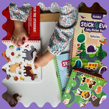 Stick4Ever Jelly Sticker Book® - for Kids - Waterproof, Easy to Clean Reusable Sticker Book for Toddlers- Reusable Road Trip Activities for Kids - Stocking Stuffers for Toddlers (Forest) - style: Forest