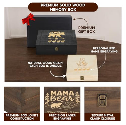 Personalized Mama Bear Memory Box, Engraved Gift for Mom or Grandma - style: 19. Mama Bear Designs