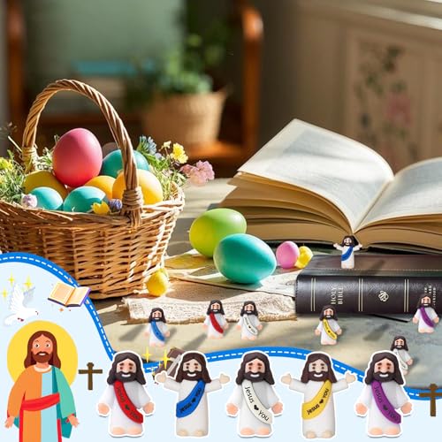 100 Pcs Little Jesus Figures, Mini Jesus Figurines in Bulk, Small Jesus Loves You Figures, Miniature Baby Jesus Resin to Hide, Pocket Gifts