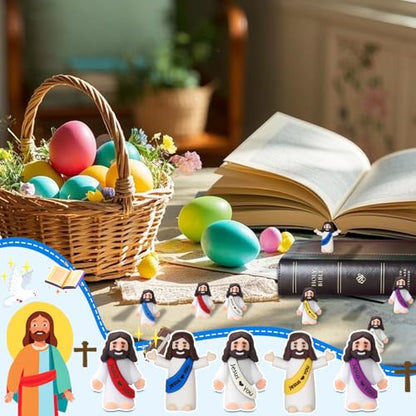 100 Pcs Little Jesus Figures, Mini Jesus Figurines in Bulk, Small Jesus Loves You Figures, Miniature Baby Jesus Resin to Hide, Pocket Gifts