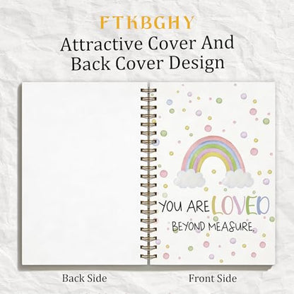 Preppy Rainbow Christian Nursery Spiral Notebook, You Are Loved Beyond Measure Bible Verse Notebooks for Kid, Bible Study Notebook, Inspirational Religious Journal, Coworker Gift, 5.5x8.3 Inch - color: Colour-3