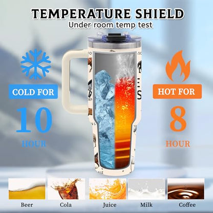40oz Tumbler with Handle, Horse Gifts for Girls Men Dad Boyfriend - color: KP-Horse-White