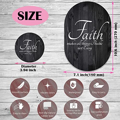 Faith Makes All Things Possible not Easy Mouse Pad and Coaster Combination, Non-Slip Rubber Base Mouse Pads for Wireless Mouse, Computer Mouse Pads for Desk - color: Faith Makes All Things Possible not Easy