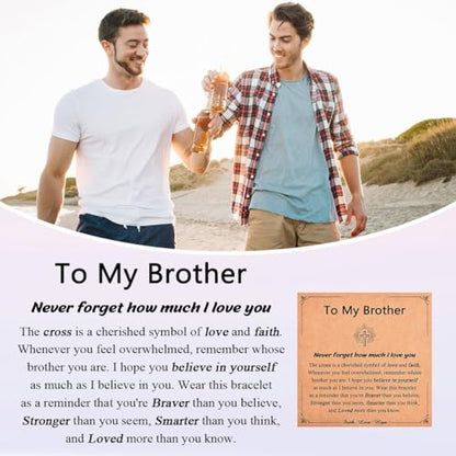 Leyung Cross Bracelet Gifts for Boys, Easter Basket Stuffers Baptism Gifts - color: Brother
