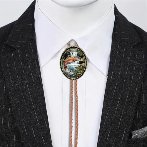 GelConnie Gothic Bolo Tie for Men Women 3D Art Western Cowboy Necktie - color: Fish Bolo Tie