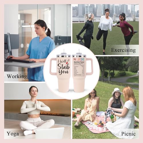 LHSCVUFASC Nurse Gifts for Women, Nurses 40oz Tumbler Gift for Female Practitioner Nurse, Funny Nurses Week Gifts Coffee Cup, Appreciation Nursing Gift for Retirement Birthday Christmas School - color: Nurse