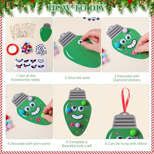 Funrous 48 Sets Christmas Crafts Bulk Colorful Lights Bulbs Paper Crafts - style: Colorful Lights
