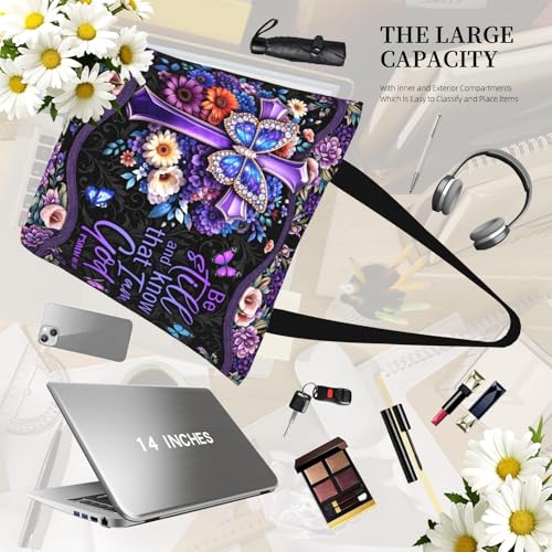 Bible Tote Bags For Women Religious Church Bag Christian Tote Bags Inspirational For Women Organizer Christian Gift - color: Bible Cross 2