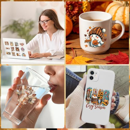 Rngmsi UV DTF Cup Wrap - 25 Sheets Thanksgiving Fall UV DTF Stickers - style: Thanksgiving Fall