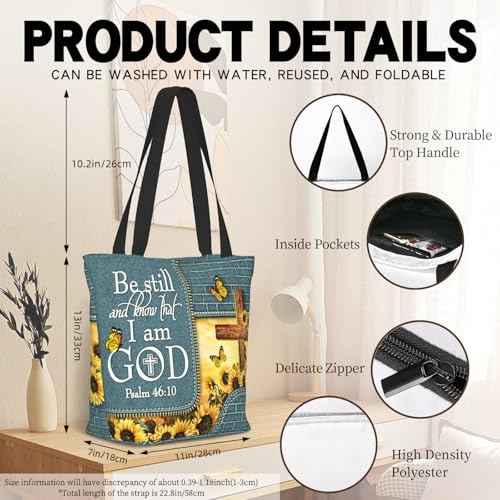 Bible Tote Bags For Women Religious Church Bag Christian Tote Bags Inspirational For Women Organizer Christian Gift - color: Bible Sunflower