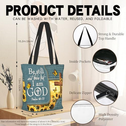 Bible Tote Bags For Women Religious Church Bag Christian Tote Bags Inspirational For Women Organizer Christian Gift - color: Bible Sunflower