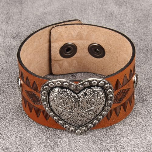 Jeilwiy Punk Rock Gothic Black Rivet Leather Spiked Necklace Collar Neckband Leather Choker Necklace for Women Mom Gifts Adjustable - color: 04 Leather Cuff Bracelet Brown