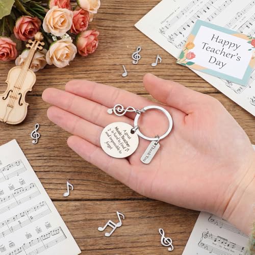 Yinkin 24 Sets Music Teacher Appreciation Gifts Music Keychain Gifts Bulk Thank You Musical Teachers Cards with Keyring for Women Men Teachers Musical Lovers Party Supplies - style: Music Teacher