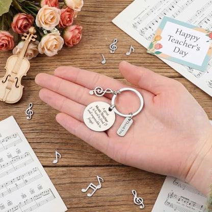 Yinkin 24 Sets Music Teacher Appreciation Gifts Music Keychain Gifts Bulk Thank You Musical Teachers Cards with Keyring for Women Men Teachers Musical Lovers Party Supplies - style: Music Teacher