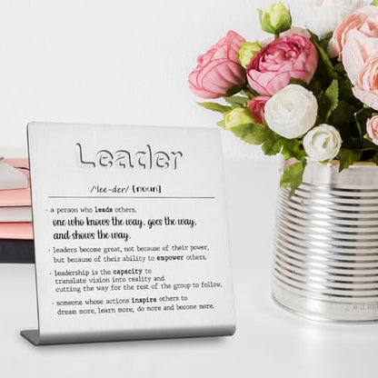 FOKCBOCM Thank You Leader Gifts for Boss Mentor Teacher Retirement Farewell Going Away New Job Leaving Gift Birthday for Leader Mentor Leader Definition Decorative Sign. - style: Leader