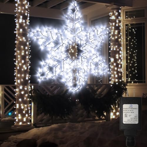 27" Christmas Big Snowflake Lights Outdoor Large Lighted Snowflake Plug in - color: Cool White-27"