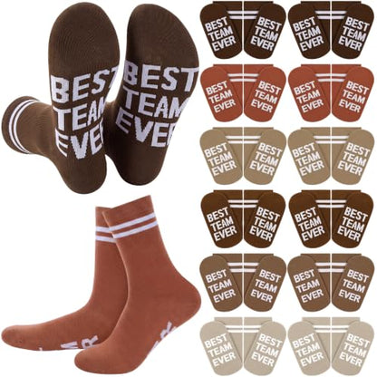 Glitopper 12 Pairs Best Team Ever Gift Socks Bulk - color: Maillard, style: Team