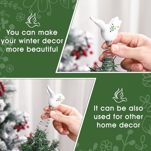 Namalu Mini Christmas Tree Topper Small Dove Treetop for Christmas Tree 4 Inch Peace Dove Birds Ornaments Decorations for Home Xmas Chanukah Wine Bottle Wedding Bridal Shower Holiday Party Decorations - style: Dove Birds