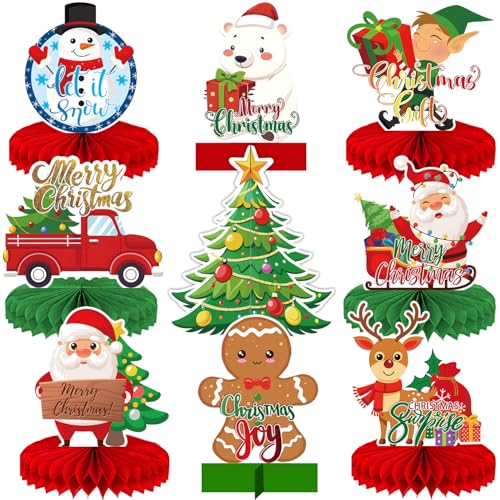 Christmas Table Centerpieces - Christmas Centerpieces for Christmas Party Table Decorations, 9Pcs