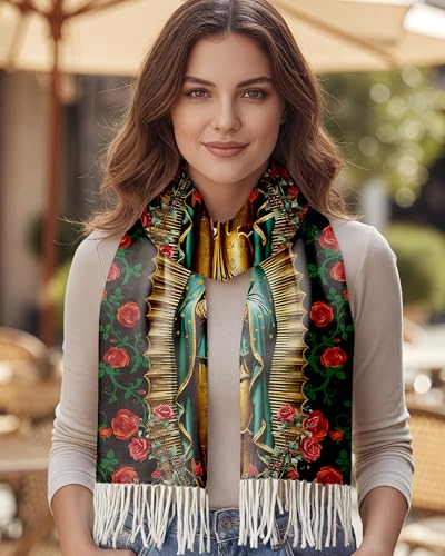 Virgen De Guadalupe Shawls for Women, Virgin Mary Blanket Scarf, Soft Scarf Wrap Prayer Shawl Catholic Gifts - color: Virgen De Guadalupe 260（with Gift Box）