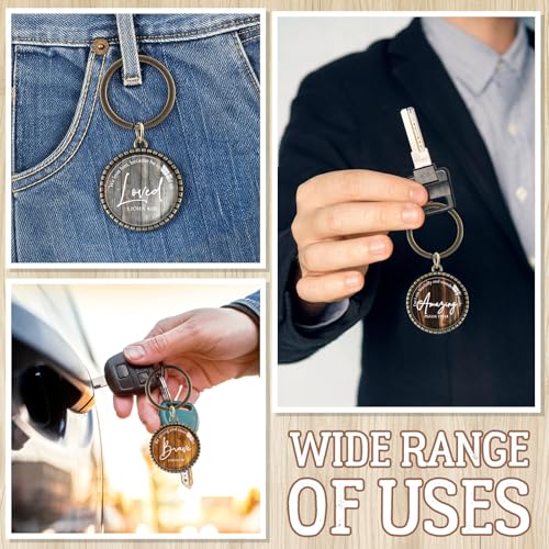 Equsion 36 Pcs Christian Keychain Bulk Mini Bible Keychains, Wood Grain - color: Wood Grain