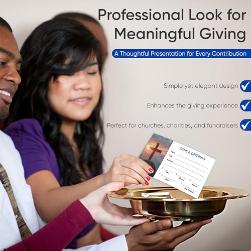 Christian Church Tithing Envelopes Self-Seal (500 Pack) - 6.5"x3.5" Offering Envelopes with Pre-Printed Fields for Tithes, Offerings, and Missions (Modern)