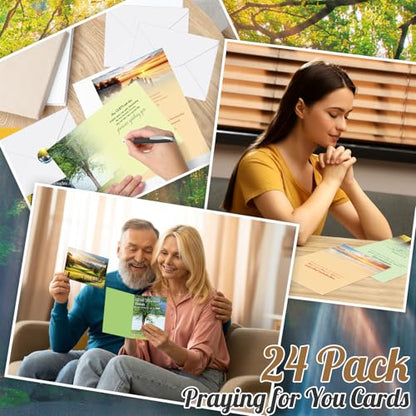 Motiskyy 24 Pack Praying for You Cards with Envelopes Christian Greeting Cards with Scripture Encouragement Religious Praying for You Christian Encouragement Gifts with Bible Verse for Women Men