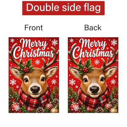 Louise Maelys Christmas Garden Yard Flag 12x18 Inch Reindeer - color: Multi-6