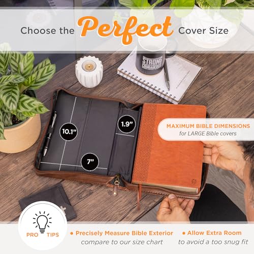 Christian Art Gifts Faux Leather Scripture Bible Cover for Men & Women - size: Large