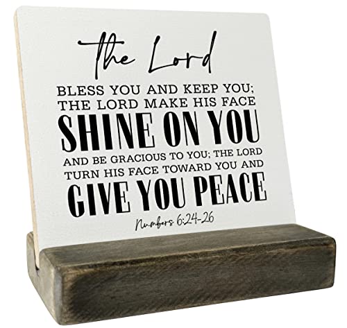 Christian Quote Wood Plaque - Numbers 6:24-26 - The Lord Bless You And Keep You, Wooden Stand, Bible Verse Gift, Religious Home Decor - color: Numbers 6:24-26 01
