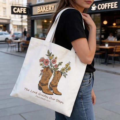 Western Canvas Tote Bag, Western Gift for Women - color: Western Christian