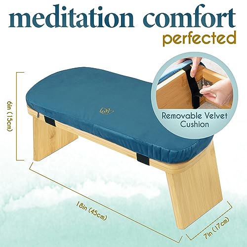 Florensi Folding Bamboo Meditation Chair 18 x 7 x 6 in Grey Kneeling Bench
