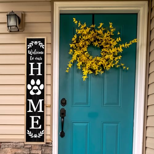 TQianJiang Welcome Outdoor Sign, 45"×9", Wood Black - color: Farmhouse Welcome Outdoor (Wood Black)