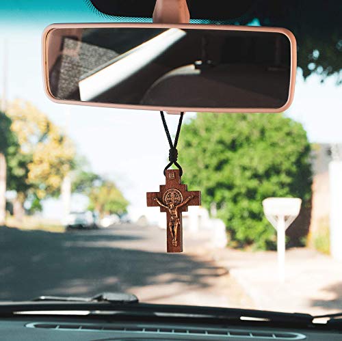 Intercession Car Rearview Mirror Rosary (St Benedict Crucifix) - style: St Benedict Crucifix