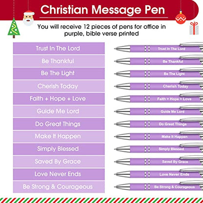 Sabary 12 Pcs Motivational Pens Stylus Tip Black Ink, Purple - color: Purple
