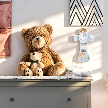 Wenqik 7.1" Guardian Angel Hanging Cross, Resin Wall Decor for Nursery