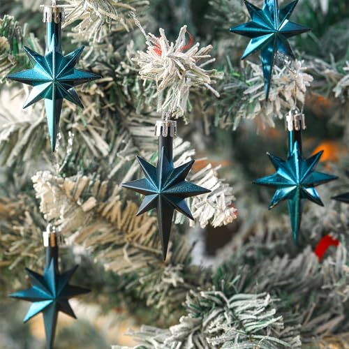 Syhood 12 Pack Navy Blue Bethlehem Star Ornaments Christmas Tree - color: Navy Blue