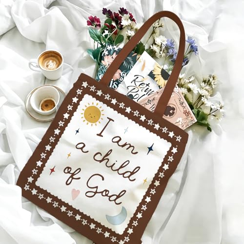 Bible Tote Bags Cute Christian Preppy Canvas Tote Bag Christian Gifts for Women Reusable Shopping Bags(Parent) - color: Child of God-1