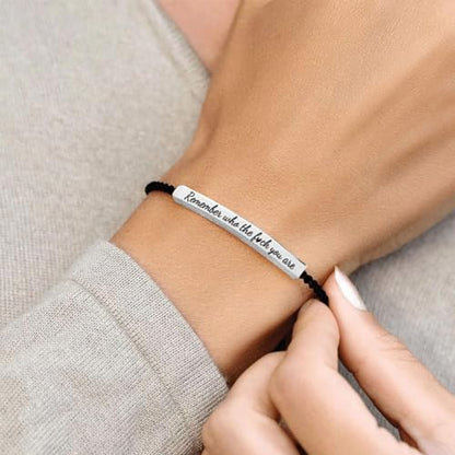 God is in Control Leather Bracelet, Stainless Steel Christian Faith Braided Engraved Bar Bracelets Self Worth Motivation Bracelet Inspirational Friendship Jewelry for Men Women - color: Remember Black&Silver