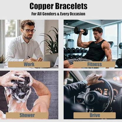 Pure Copper Bracelets for Women Men Waterproof Healing Cuff Bracelets for Men Adjustable Chunky Healing Copper Bangle Jewelry Gifts - color: copper-cross