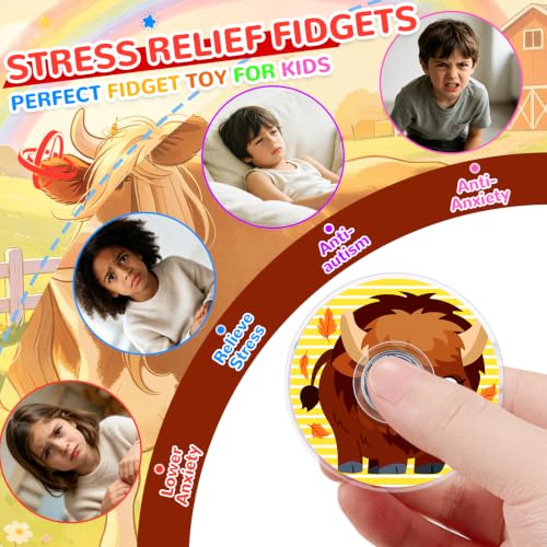 52 Pack Highland Cow Fidget Spinners Bulk Party Favors Classroom Prizes - color: Tl-sa-3-cow